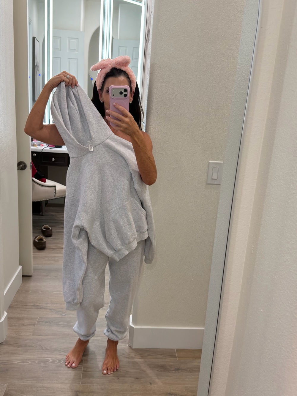 Skims Women's Light Gray Sweatsuit - S Hoodie & XS Joggers
